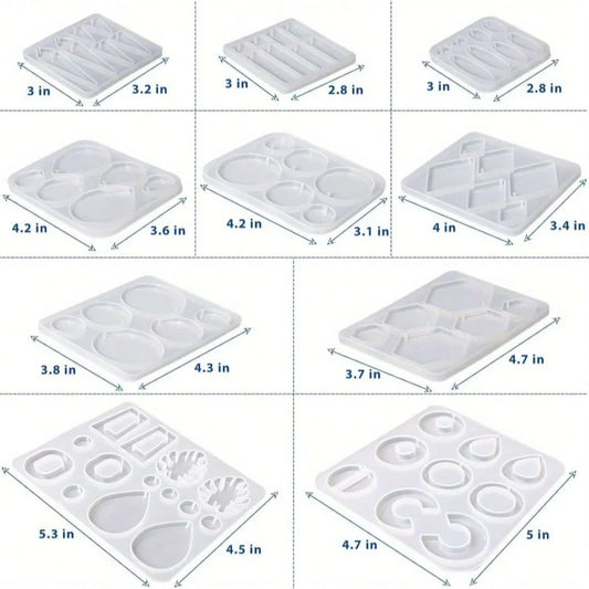 Resin Earring Molds 10PCS, Silicone Pendant Dangle Jewelry Making Set, DIY Craft Supplies for Women Girls, Gift Idea, BPA Free