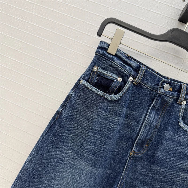 Women's jeans New high waisted slim fit pencil pants for summer 2026 Retro washed pure cotton straight leg pants y2k Denim pants