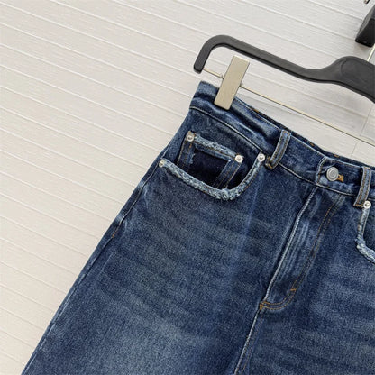 Women's jeans New high waisted slim fit pencil pants for summer 2026 Retro washed pure cotton straight leg pants y2k Denim pants