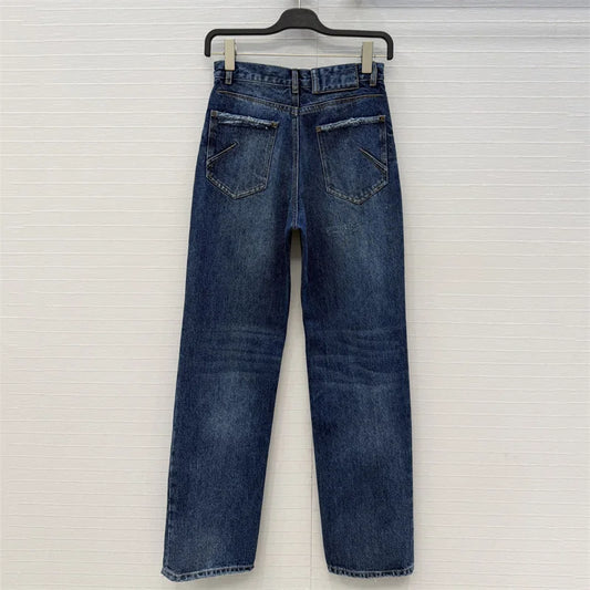 Women's jeans New high waisted slim fit pencil pants for summer 2026 Retro washed pure cotton straight leg pants y2k Denim pants